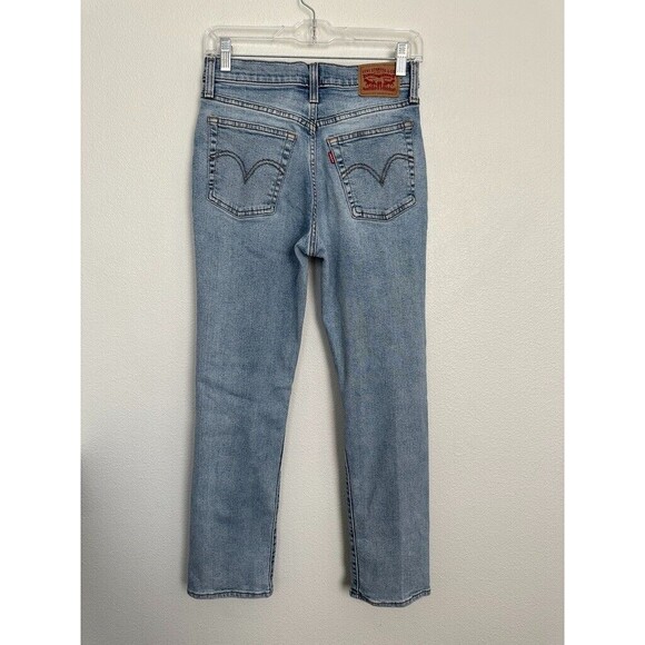 Levi's Wedgie Straight Jeans Button Fly Light Wash Distressed Women's 26 26x28 - Picture 5 of 9